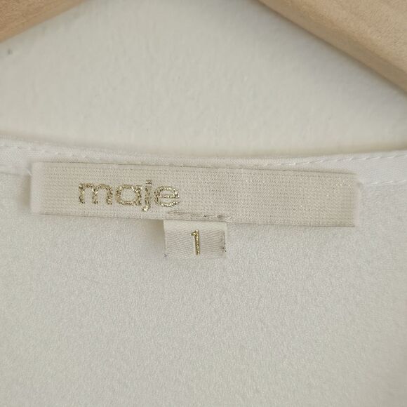 Maje White Viscose Blouse Size 1 – runs small, best fits US Women's XS. - Picture 6 of 9